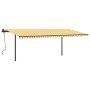 Tenda da Sole Retrattile Manuale con Pali 6x3,5 m Gialla Bianca