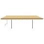 Tenda da Sole Retrattile Manuale con Pali 6x3,5 m Gialla Bianca