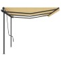 Tenda da Sole Retrattile Manuale con Pali 6x3,5 m Gialla Bianca