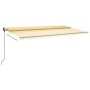 Tenda da Sole Retrattile Manuale con Pali 6x3,5 m Gialla Bianca