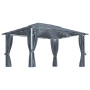 Gazebo con Tende e Luci LED 400x300 cm Antracite in Alluminio