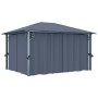 Gazebo con Tende e Luci LED 400x300 cm Antracite in Alluminio