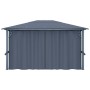 Gazebo con Tende e Luci LED 400x300 cm Antracite in Alluminio