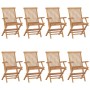 Sedie da Giardino con Cuscini Beige 8pz Legno Massello di Teak