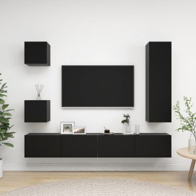 Set di Mobili Porta TV 5 pz Nero in Legno Multistrato