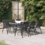 Set da Pranzo da Giardino 7 pz Grigio e Nero