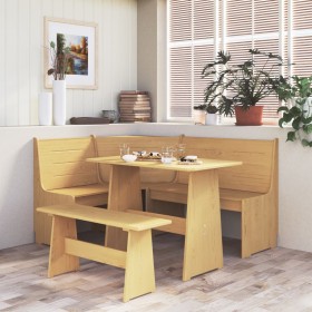 Set da Pranzo 3 pz Marrone Miele in Legno Massello di Pino