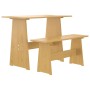 Set da Pranzo 3 pz Marrone Miele in Legno Massello di Pino