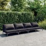 Set Divani da Giardino 4 pz con Cuscini Polyrattan Grigio Scuro