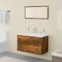 Set di Mobili da Bagno Rovere Fumo in Legno Multistrato