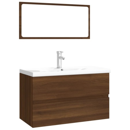 Set Mobili da Bagno Rovere Marrone in Legno Multistrato