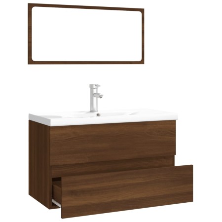 Set Mobili da Bagno Rovere Marrone in Legno Multistrato