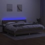 Letto a Molle Materasso e LED tortora 200x200cm in Tessuto