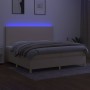 Letto a Molle Materasso e LED bianco 200x200cm in Tessuto