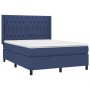 Letto a Molle con Materasso e LED Blu 140x190 cm in Tessuto