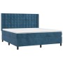 Letto a Molle con Materasso e LED Blu Scuro 180x200 cm