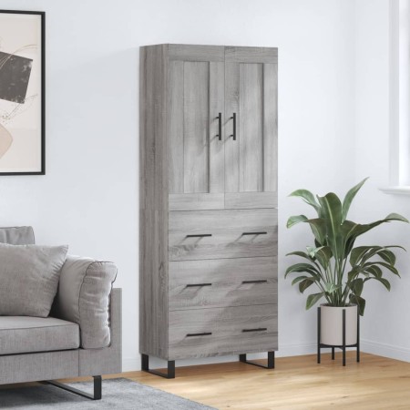 Credenza Grigio Sonoma 69,5x34x180 cm in Legno Multistrato