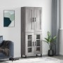 Credenza Grigio Sonoma 69,5x34x180 cm in Legno Multistrato