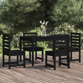 Set da Pranzo per Giardino 5pz Nero in Legno Massello di Pino