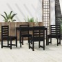 Set da Pranzo per Giardino 5pz Nero in Legno Massello di Pino