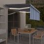 Tenda Sole Retrattile Manuale con LED 4,5x3m Blu e Bianco