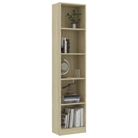 Libreria 5 Ripiani Rovere Sonoma 40x24x175 cm Legno Multistrato