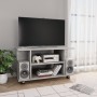 Mobile TV con Ruote Grigio Cemento 80x40x45 cm in Multistrato