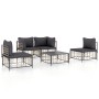 Set Divani da Giardino 5 pz con Cuscini Antracite in Polyrattan