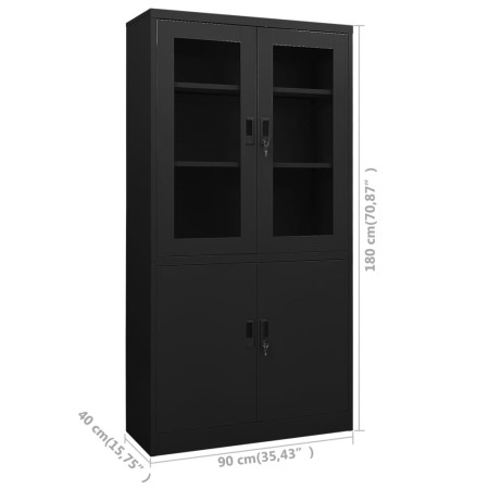 Armadio per Ufficio Nero 90x40x180 cm in Acciaio