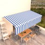 Tenda Sole Retrattile Manuale con Parasole 4x3m Blu e Bianc6