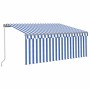 Tenda Sole Retrattile Manuale con Parasole 3,5x2,5 m Blu Bianco