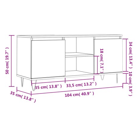 Mobile TV Rovere Marrone 104x35x50 cm in Legno Multistrato