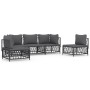 Set Salotto da Giardino 5 pz con Cuscini in Acciaio Antracite
