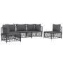 Set Salotto da Giardino 5 pz con Cuscini in Acciaio Antracite