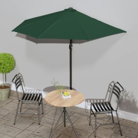 Ombrellone da Balcone Palo in Alluminio Verde 270x144 cm a Metà