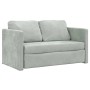 Divano Letto da Terra 2 in 1 Grigio Chiaro 122x204x55cm Velluto