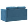 Divano Letto da Terra 2 in 1 Blu 122x204x55 cm Velluto