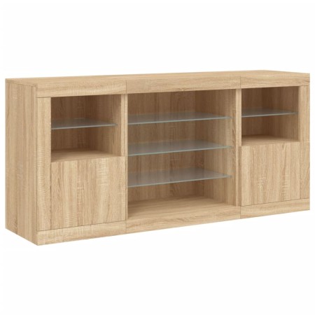 Credenza con Luci LED Rovere Sonoma 142,5x37x67 cm