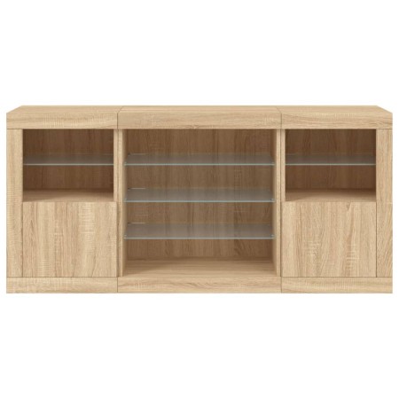 Credenza con Luci LED Rovere Sonoma 142,5x37x67 cm