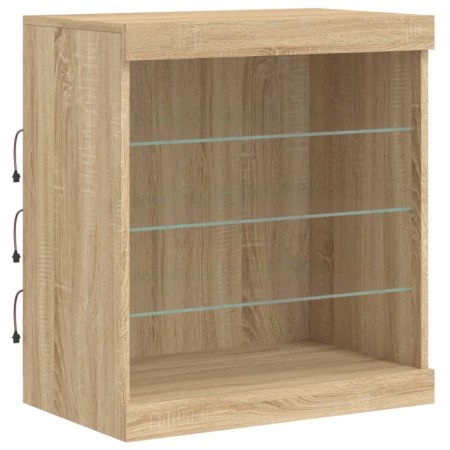 Credenza con Luci LED Rovere Sonoma 142,5x37x67 cm