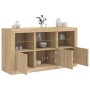 Credenza con Luci LED Rovere Sonoma 123x37x67 cm