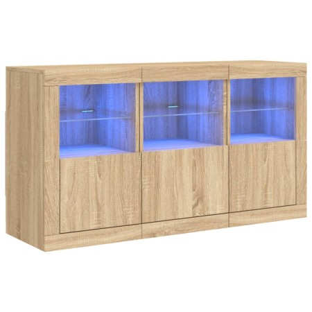 Credenza con Luci LED Rovere Sonoma 123x37x67 cm