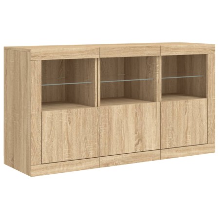 Credenza con Luci LED Rovere Sonoma 123x37x67 cm