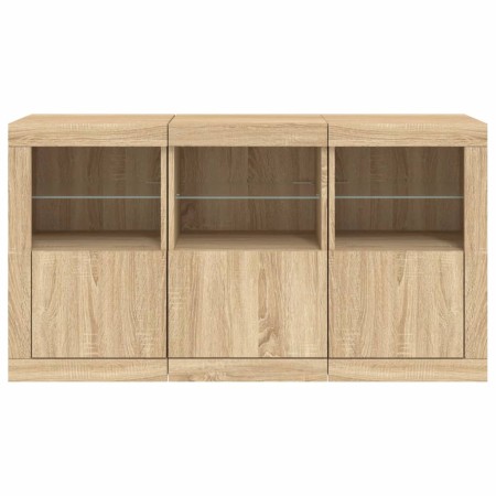 Credenza con Luci LED Rovere Sonoma 123x37x67 cm