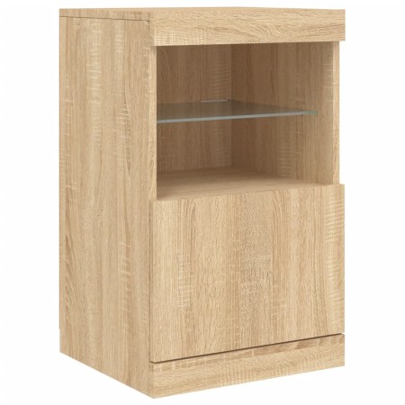 Credenza con Luci LED Rovere Sonoma 123x37x67 cm