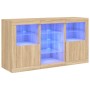 Credenza con Luci LED Rovere Sonoma 123x37x67 cm