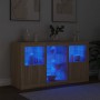 Credenza con Luci LED Rovere Sonoma 123x37x67 cm