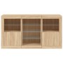 Credenza con Luci LED Rovere Sonoma 123x37x67 cm