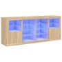 Credenza con Luci LED Rovere Sonoma 163x37x67 cm