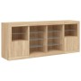 Credenza con Luci LED Rovere Sonoma 163x37x67 cm